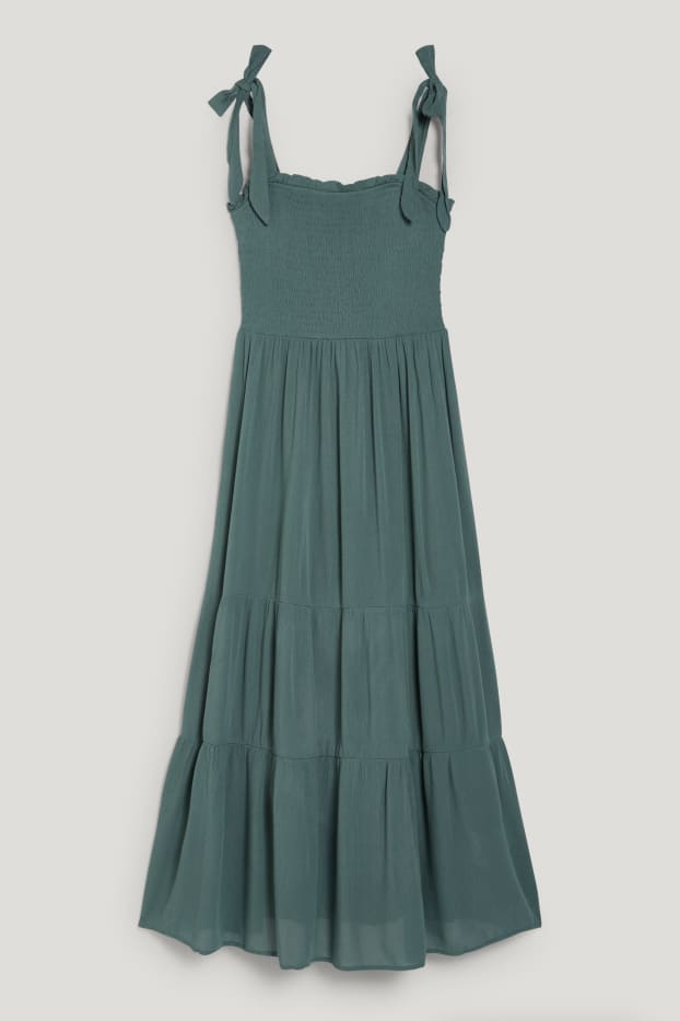 Damen - Fit & Flare Kleid - LENZING™ ECOVERO™ - dunkelgrün