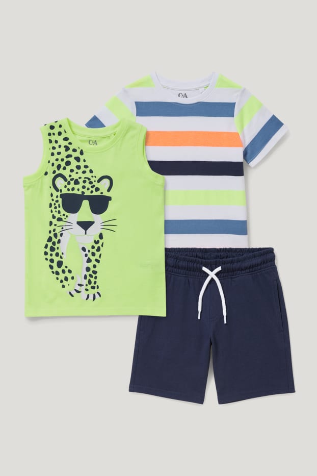 Toddler Boys - Set - Kurzarmshirt, Top und Sweatshorts - 3 teilig - neon gelb