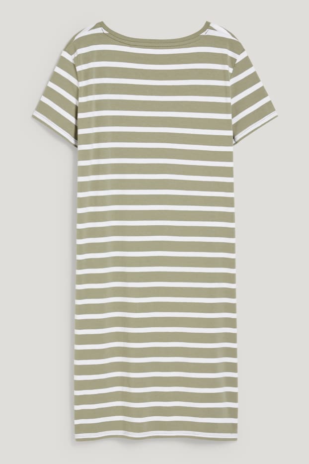 Damen - T-Shirt-Kleid - LYCRA® - gestreift - dunkelgrün / weiß