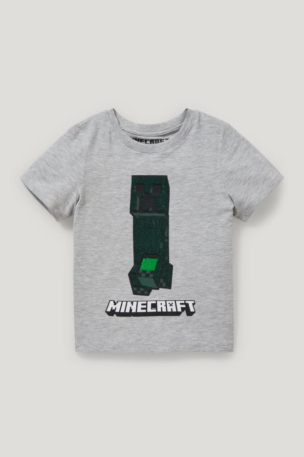 Toddler Boys - Minecraft - Set - Kurzarmshirt und Sweatshorts - 2 teilig - hellgrau-melange