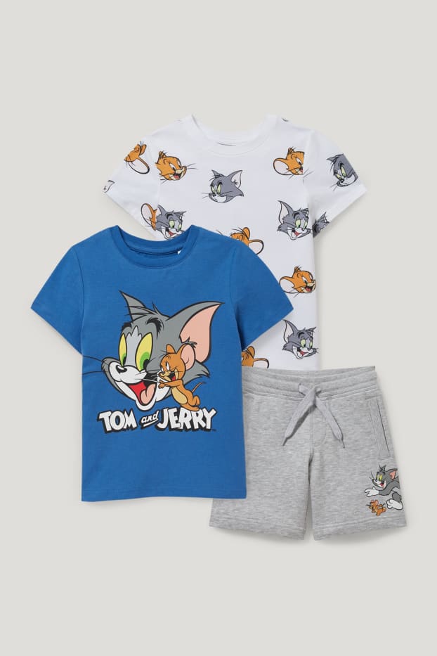 Toddler Boys - Tom und Jerry - Set - 2 Kurzarmshirts und Sweatshorts - hellgrau-melange