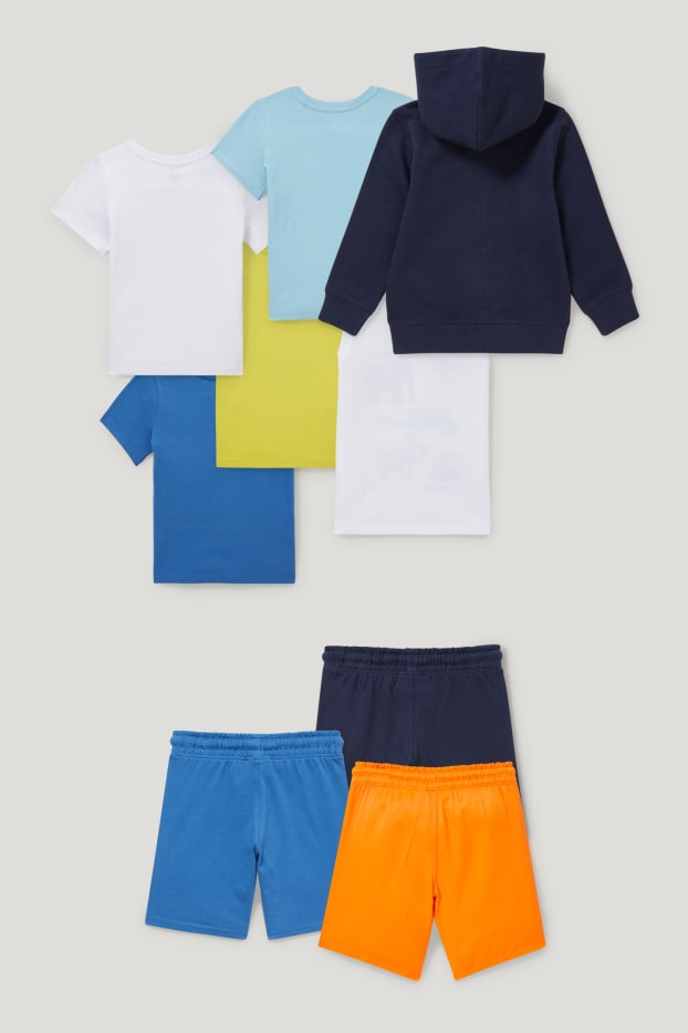 Toddler Boys - Set - Sweatjacke, 4 Kurzarmshirts, Top, 3 Shorts - 9 teilig - weiß