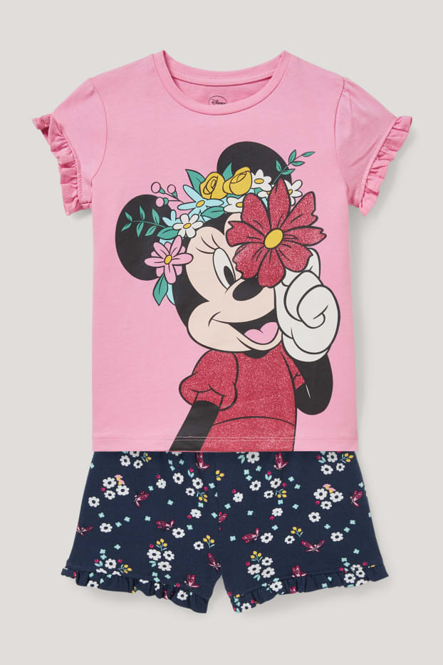 Toddler Girls - Minnie Maus - Set - Kurzarmshirt und Shorts - 2 teilig - rosa