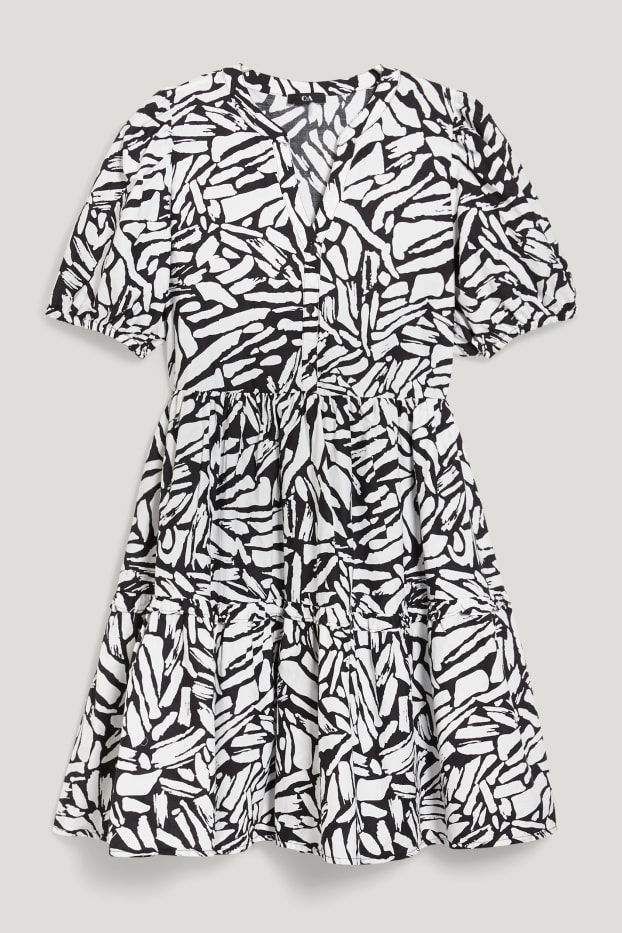Damen - A-Linien Kleid - schwarz / weiß