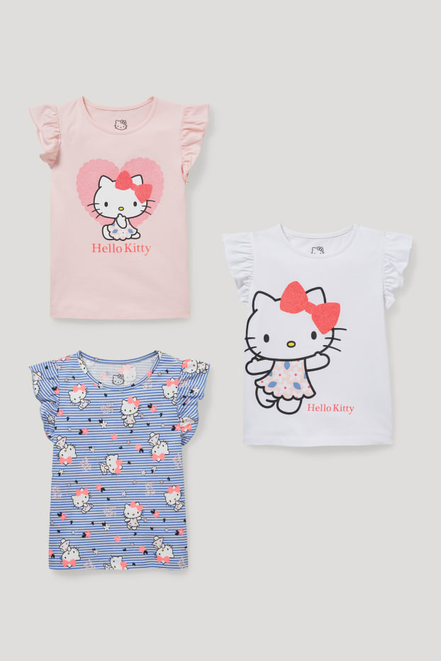 Toddler Girls - Multipack 3er - Hello Kitty - Kurzarmshirt - rosa