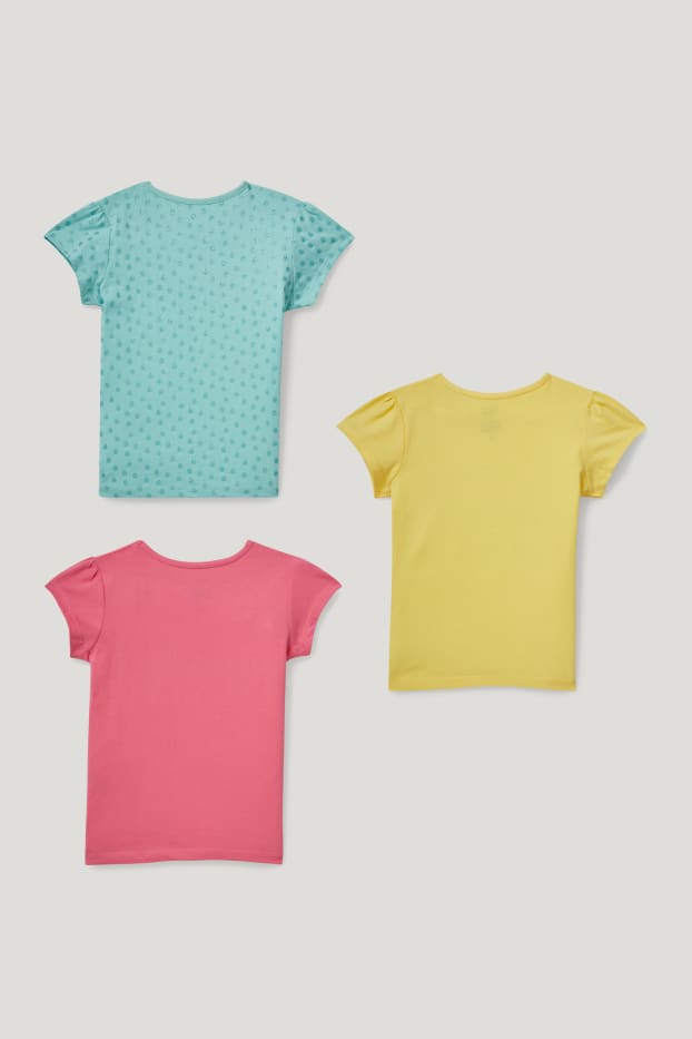Filles - Lot de 3 - Minnie Mouse - T-shirt - effet brillant - rose