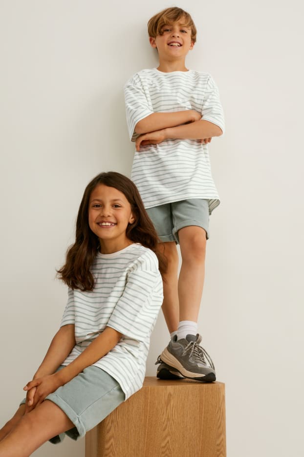 Toddler Boys - Short sleeve T-shirt - genderneutral - organic cotton- striped - cremewhite