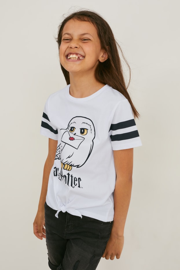 Kids Girls - Harry Potter - Kurzarmshirt mit Knotendetail - weiß