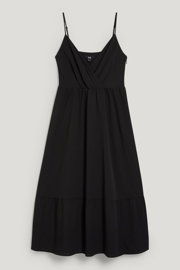 Damen - Fit & Flare Kleid - recycelt - schwarz