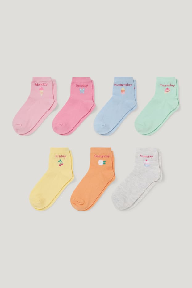 Toddler Girls - Multipack 7er - Wochentage - Socken mit Motiv - rosa