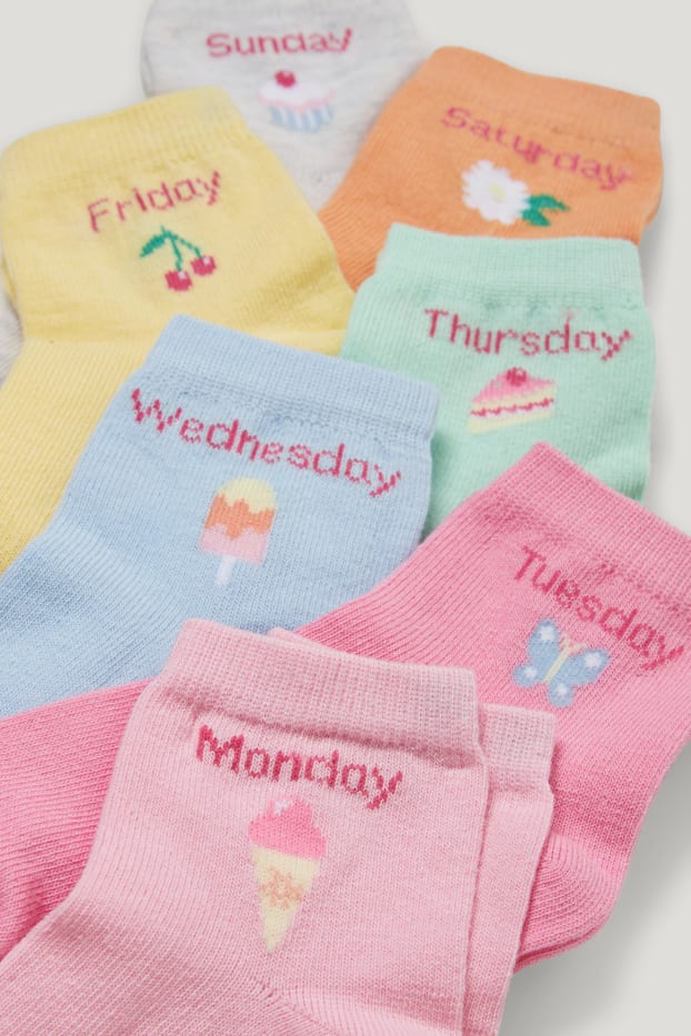 Toddler Girls - Multipack 7er - Wochentage - Socken mit Motiv - rosa