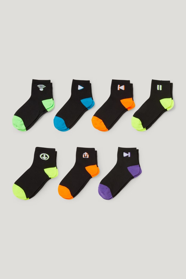Kids Boys - Multipack 7er - Multimedia - Kurzsocken mit Motiv - schwarz