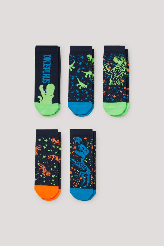 Toddler Boys - Multipack 5er - Dino - Socken mit Motiv - dunkelblau