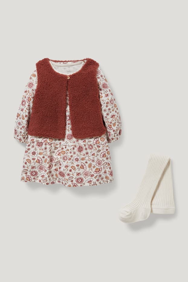 Baby Girls - Babyoutfit - 3-delig - bruin / crème wit