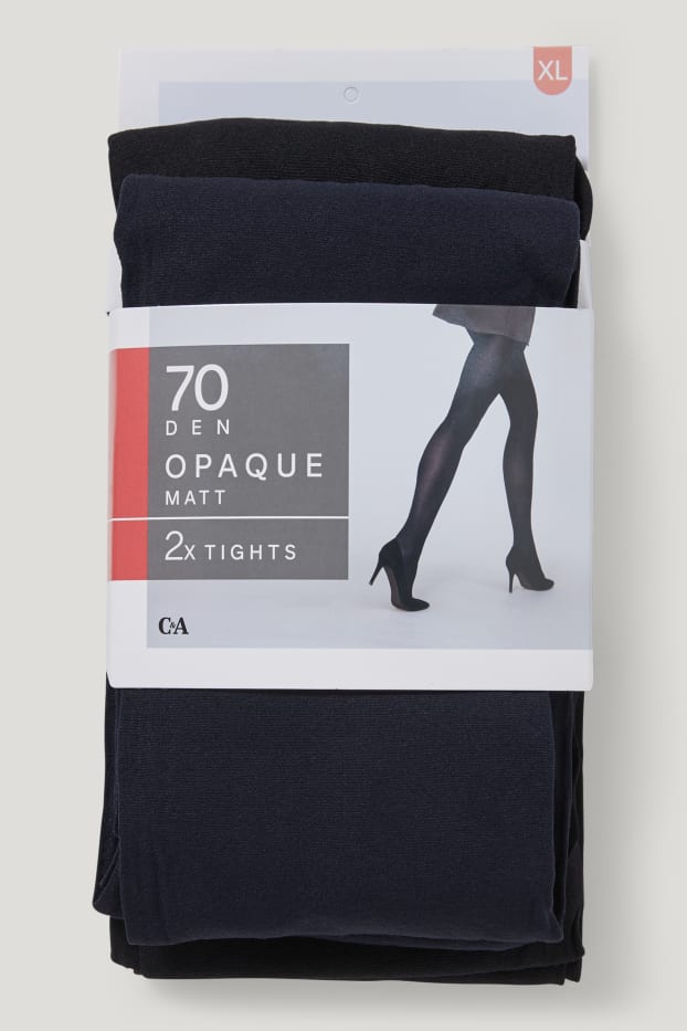 Damen - Multipack 2er - Feinstrumpfhose - 70 DEN - blau / schwarz