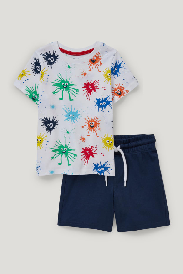 Exklusiv Online - Set - Kurzarmshirt und Shorts - 2 teilig - wei&szlig;