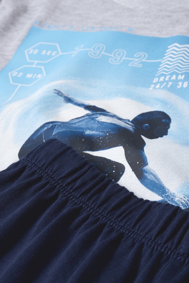 Kids Boys - Shorty-Pyjama - 2 teilig - hellgrau-melange