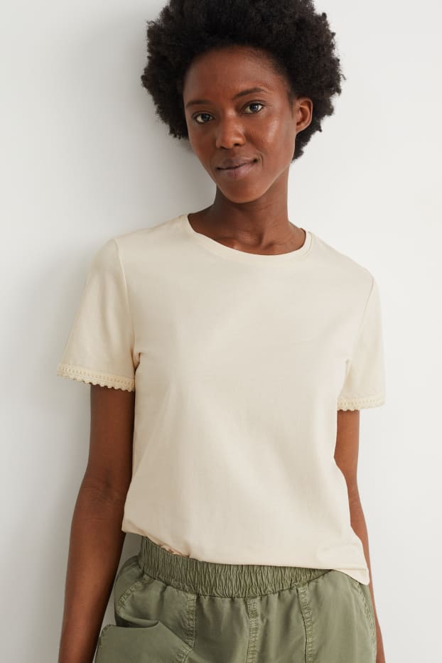 Damen - T-Shirt - hellbeige