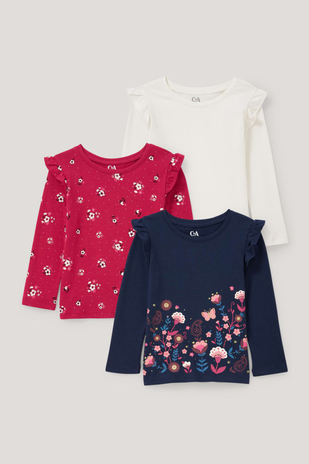 Toddler Girls - Multipack 3er - Langarmshirt - pink