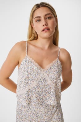 Top orné de dentelle - motif floral