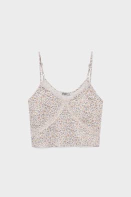 Top orné de dentelle - motif floral