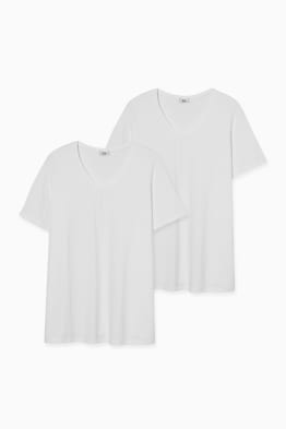 Lot de 2 - T-shirts à encolure en V
