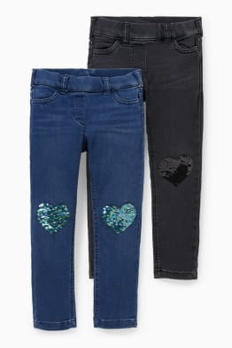 Confezione da 2 - jegging jeans - effetto brillante
