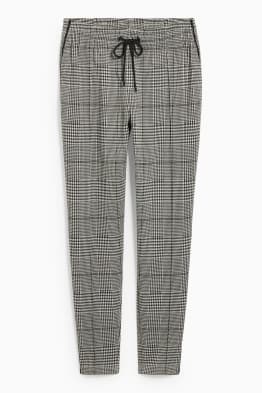 Pantalon en toile - mid-waist - coupe fuselée - à carreaux