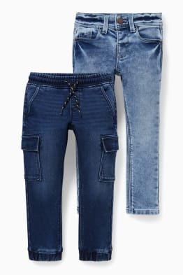 Wielopak, 2 pary - straight jeans i skinny jeans - ciepłe dżinsy