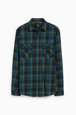 Flanellen overhemd - regular fit - kent - THERMOLITE® - geruit