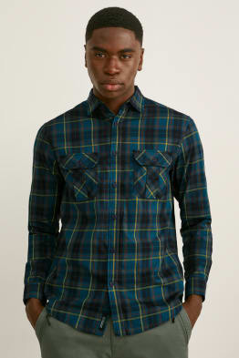 Flannel shirt - regular fit - Kent collar - THERMOLITE® - check