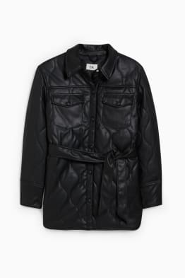 Quilted shacket - leather