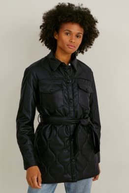 Gewatteerd overshirt - imitatieleer