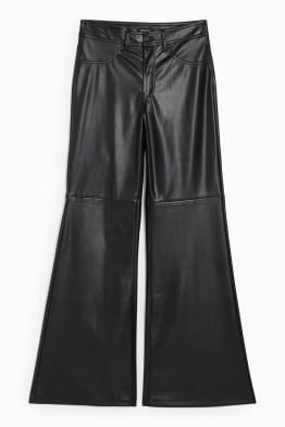 CLOCKHOUSE - trousers - high waist - wide leg - faux leather
