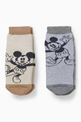 Lot de 2 - Mickey Mouse - chaussettes antidérapantes pour bébé