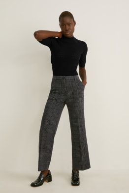 Cloth trousers - mid-rise waist - wide leg - recycled - check