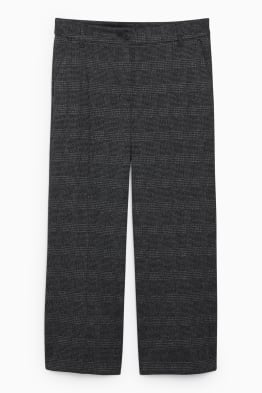 Pantaloni de stofă - talie înaltă - wide leg - în carouri