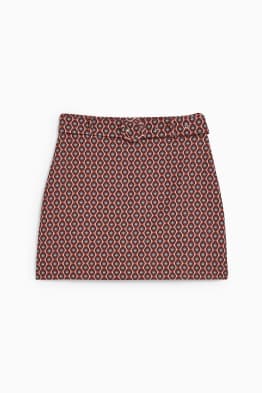 CLOCKHOUSE - mini skirt with belt - patterned