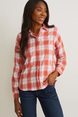 Grau karierte bluse clearance