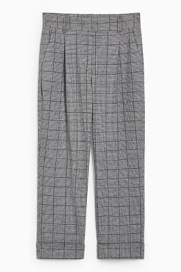 Cloth trousers - high-rise waist - tapered fit - check