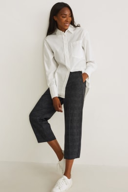 Cloth trousers - high-rise waist - wide leg - check