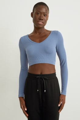 Cropped long sleeve top - yoga - 4 way stretch
