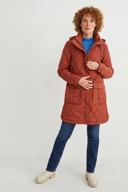 Quilted coat with hood