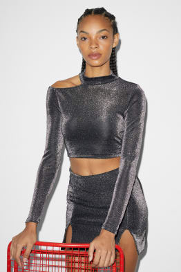 CLOCKHOUSE - cropped long sleeve top - shiny