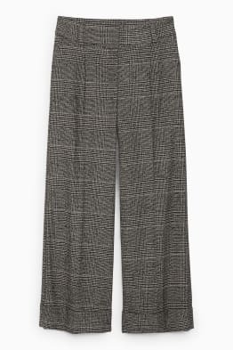 Pantalon - high waist - wide leg - geruit  