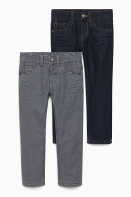 Wielopak, 2 pary - slim jeans - ciepłe dżinsy