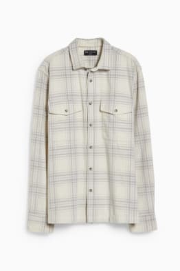 Corduroy shirt - slim fit - Kent collar - check