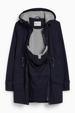 Maternity parka with hood and baby pouch