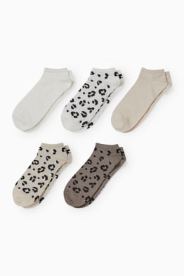 Confezione da 5 - calzini corti con motivo - leopardato