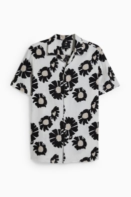 Shirt - regular fit - lapel collar - linen blend 